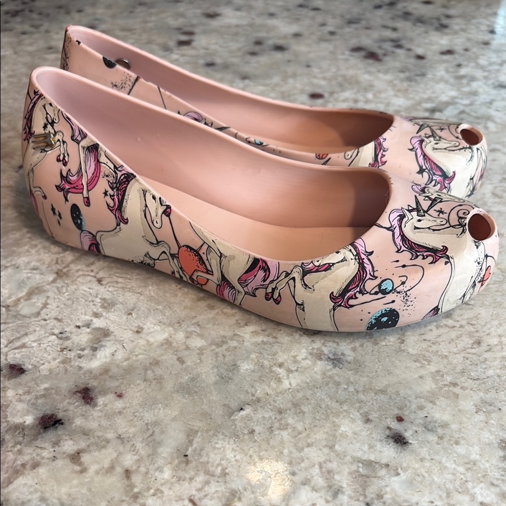 Mel by Melissa Pink and Cream Unicorn Flats